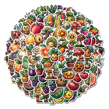 100 KOZARCEV Pixel Art Sadja in Zelenjave Natisniti Nalepke, Risanka za Prenosnik Kitaro, Vode, Telefona, Nepremočljiva Nalepke za Igrače za Otroke