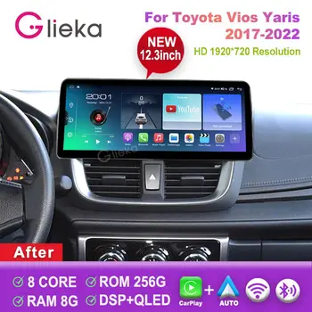 12.3 palčni Carplay Zaslon Android Za Toyota Vios Yaris 2017 - 2022 Avto Radio Stereo Multimedijski Predvajalnik, GPS Navigacijo, Vodja Enote