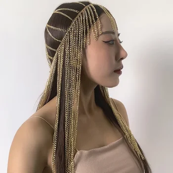 1PC Ulica Slog Lase, Nakit Hairband Dolgo Tassel Verige Forhead Dekoracijo naglavni del Ostra Lase Pribor za Ženske
