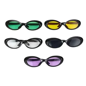 20 cm bombaž otroška očala, črn okvir, sončna očala, barvne mini bela, rumena, zelena, modra, vijolična, rdeča, črna ovalne lutka
