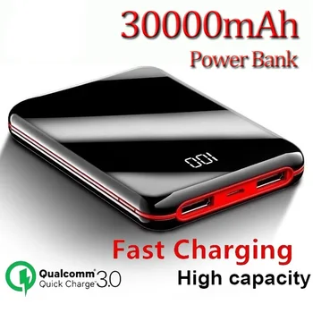 30000mAh Zaslon Mini Power Bank z Zunanjimi Baterija Power Bank za Xiaomi lphone 30000 mAh Prenosni Polnilec