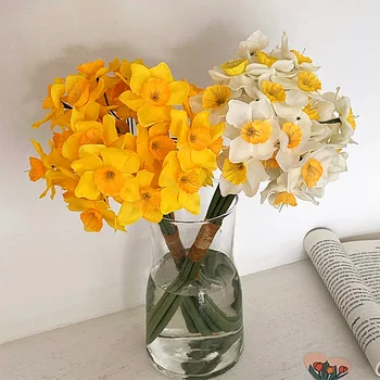 5Pcs/Niz Umetnih Narcis Cvet Šopek Poročni Okras Doma Dekoracijo Simulacije Narcisa Veren Narcise Dobave
