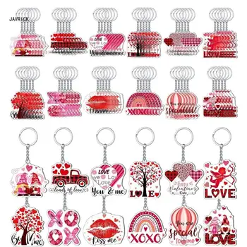 60 Kos Valentinovo Tematskih Keychain Lepo Valentinovo Ključnih Verige Ročno Pisane Keyrings Darilo za Ljubljene D0LC
