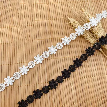 60Yards bela črna diy šiva obleko izdelavo čipke materiala cvetlični čipke traku poliester vodi topen čipke trim