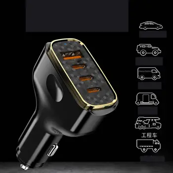 Avto Polnilec Polnilnih 80W Polnilnik USB LED Luči 2 USB 2 USB C Pristanišča Za Tablete brezpilotna letala Pametne telefone Auto Dodatki