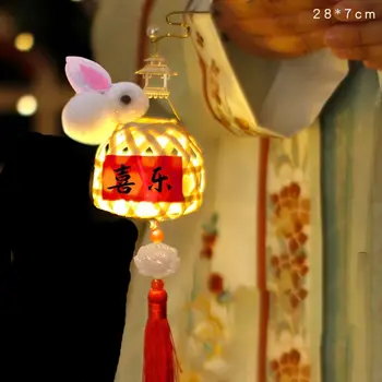 Bambus Okvir DIY Zajec Festival Luč Sredi Jeseni Festival Kitajski Slog Svetilka Festival Svetlobe LED Luči Doma Dekoracijo