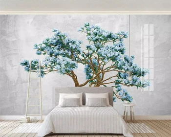 beibehang po Meri 2019 novo steno papirjev doma dekor sveže modra stereo klasičnih reliefni rože preprosto ozadje ozadje behang