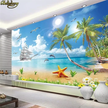 beibehang po Meri Seascape ljubezen morju kokosovo drevo photo steno papirjev krajinskega slikarstva maldivi TV ozadju spalnica ozadje