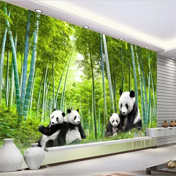beibehang po Meri Zelena Bambusov Gozd Panda Plakat Slika Zidana Foto Tapete za Dnevni Prostor Kavč za ozadje TV Ozadju