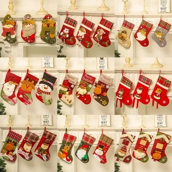 Božič Nogavice Vrečo Božič Darilo Candy Bag Noel Božič Okraski za Dom Navidad 2024 Novo Leto Nogavica Božično Drevo Decor