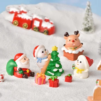 Božič Smolo Okraski Mini Elk Santa Claus Snjegović Božič Okraski Za Dom Figurice Miniature Novo Leto Dekoracijo