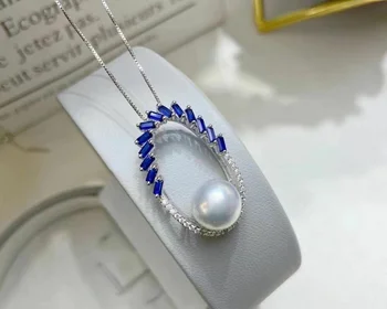 elegantno 10-11 mm južno morje white pearl obesek 925s srebrna ogrlica kristali diamantna ogrlica letnik