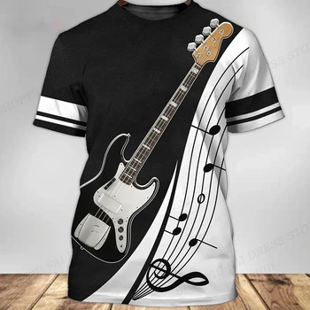 Glasba T srajce Kitara Grafični 3d Tiskanja Tshirt Moški Ženske Modni T-shirt Vrhovi Otroci Tshirt Fant Tees moška Oblačila Rock T-majice