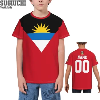 Ime po meri Število Antigva In Barbuda Zastavo, Grb 3D majice Za Otroke Mladi Fant/Dekle Tees jersey Nogomet Fans majica s kratkimi rokavi