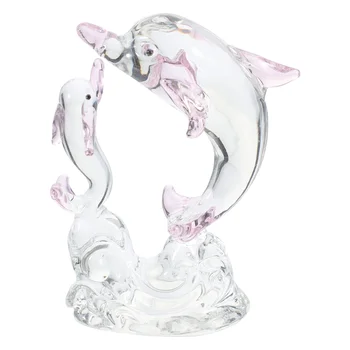 Kristalno Dvojni Delfin Figur Namizje Kristalno Artware Nemoteno Kristalno Dolphin Ornament
