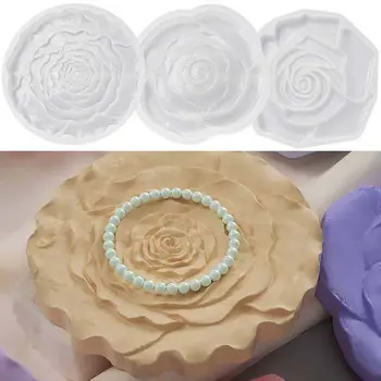Kristalno Epoksi Obroč Pladenj Plesni Novo DIY Ročno izdelan Nakit Pladenj Plesni Umetnosti Obrti Rose Cvet Silikonsko Plesni Doma