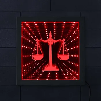 Lestvica kazensko Pravo, Odvetnik Simbol LED Infinity Ogledalo Elegantno Podjetje Odvetniški Pisarni Sodišče Razsvetljavo Stenski Dekor LED Ogledalo