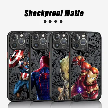 Mehko Kritje velja za iPhone XR 11 Pro 13 SE XS X 12 Mini 7 6S 8 Plus 14 Pro Max Pro 15 14 Pro Funda Marvel Spiderman Iron Man
