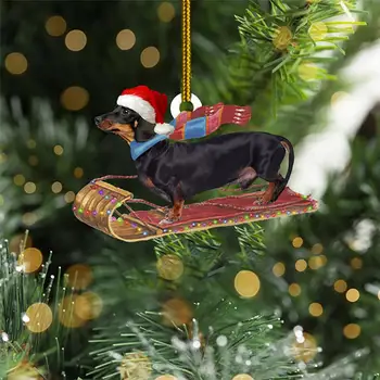 Moda Božično Drevo Obesek Cartoon Živali Ustvarite Vitalnost Fine Podrobnosti Vesel Božič Sled Dog Obliko Obesek Dekor