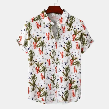 Moški Oblačila 2023 moška Majica Poletje Evropske Velikost Moda za Moške Cvetlični Plaži Majica Kratek Rokav