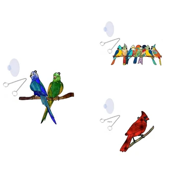 Multicolor Obarvanih Ptic Okno Zastori Ornament,Akril Suncatcher Ptic Na Žico Okno Plošča