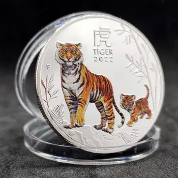 Najnovejši 2022 Avstralija 1oz Tiger srebrnik Leto Tiger Kitajski Lunarnega Novega Leta Živali Tiger Silver Plated Kovancev