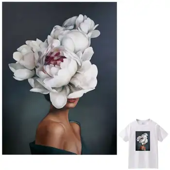 Nalepke Za Prenos Za Oblačila Oljno sliko Dekle DIY Stroj Majice Prenos Toplote Toplotne Nalepke Retro Cvetje Slog Obliži