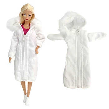 NK Uradni 1 Kos Belega Dolg Plašč Za 1/6 Lutka Moda Bombaž Hooded Suknjič Obleko Zimsko Obleko za Barbie Lutka Dodatki