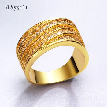 Nov prihod medenina obročki kristali kamni Zlato barvo trendovski nakit elegantno nakit visoke kakovosti prst prstan