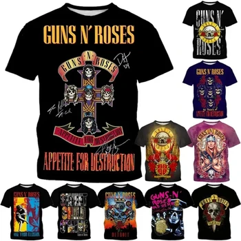Novo Guns N Roses 3D Natisnjeni T-Majice Rock Band Lobanje Ulične Moški Ženske Vintage O-Vratu Prevelik Majica s kratkimi rokavi Otroci Tees Oblačila