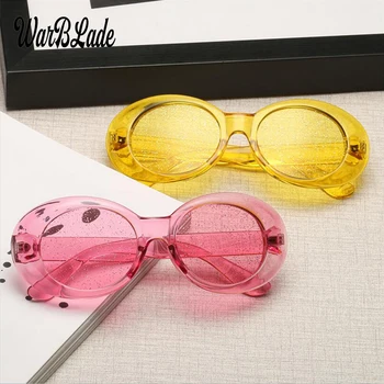Novo Ovalne Sončna Očala Za Ženske Krasen Granulirane Objektiv Barva Plastike Seksi Top Blagovne Znamke Sončna Očala Za Moške Oculos De Sol WarBLade