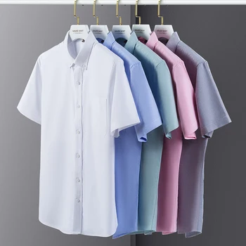 Novo v majico poletje Kratek rokav srajce za moške barva slim fit formalno shirt 100%bombaž Oxford urad oblačila camisa hombre