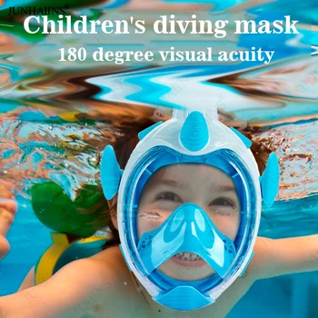Potapljanje Masko Otroci Poln Obraz Snorkeling, Potapljanje Masko Z 180° Panoramski Pogled Več Prezračevalni Cevi Nepremočljiva Anti-Fog Anti-Leak