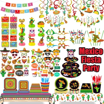 Risanka Mehika Kaktus Fiesta Razpoložljivi Namizni Prt Mehiški Cinco De Mayo Stranke Visi Banner Okraski Rojstni Dan Dekor