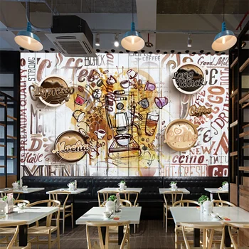 Ročno poslikano Kave Ozadje Industrijske Dekor Zidana Popoldanski Čaj Restavracija, Kavarna kavarna v Ozadju Stene Papirja Papel Tapiz
