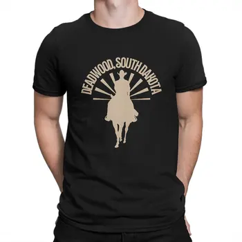 Smešno Južna Dakota Kavboj T-Shirt za Moške Krog Vratu Čista Bombažna Majica s kratkimi rokavi D-Deadwood TV Kratek Rokav Tees za Rojstni dan