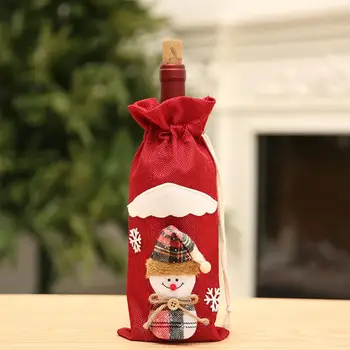 Steklenica za vino Okraski za Božično Vino, Steklenica za Dekoracijo Praznične Steklenico Vina Zajema Santa Claus Snežaka Tabela za Domačo