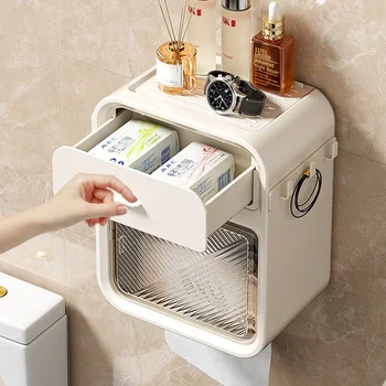 Tkiva imetnik stenske kopalnica shranjevanje pribor predal papir roll imetnik vodotesna škatla za shranjevanje kopalniške opreme