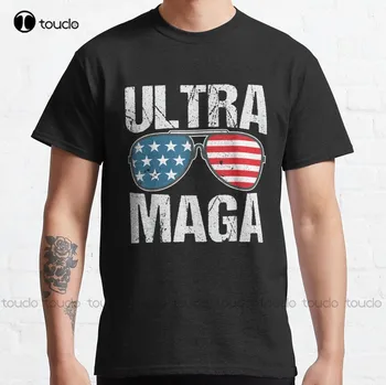 Ultra Maga Smešno Anti Biden Nas Zastavo Pro Adut Trendy Klasičnih T-Shirt Adut 2024 Ženska Majica Kratek Rokav Smešno Tee Retro Srajce