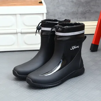 Vroče prodaje moda za moške prostem non-zdrsa, pohodništvo čevlji Shaxi ribolov dež nepremočljiva škornji so odporni na obrabo gume delo čevlji