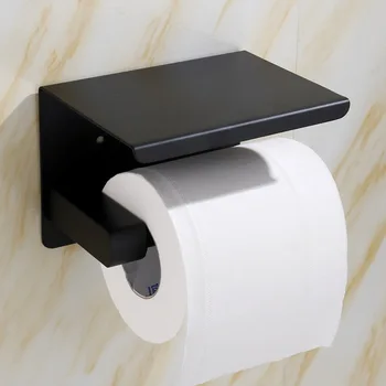 Wc Ustvarjalne Toaletni Papir Držalo Za Črno Perforirano Trak Papirja Držalo Iz Nerjavnega Jekla Mobilni Telefon Tkiva Imetnika V Bathroo