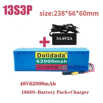 XT60 Plug 48V62Ah 1000W 13S3P 48V Litij-Ionska Baterija za 54.6 V E-Kolo, Električna Kolesa, Skuterja z BMS