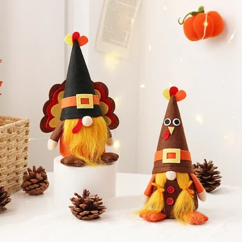 Zahvala Gnome Plišastih Okraski Kit -2 Kos Gospod In Gospa Turčija Palčki Ročno Skandinavskih Jeseni Dekor Set