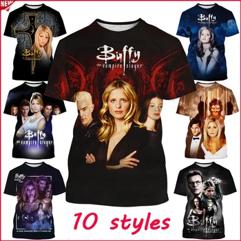 Zda Tv Buffy The Vampire Slayer 3D Print Majica s kratkimi rokavi Unisex Priložnostne Kratek Rokav Smešno T-shirt Harajuku Ulične T Shirt Vrhovi Tees