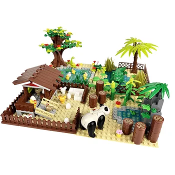 Zoo MOC gradniki Igrače Kmetiji Scene Opeke Igrače Tiger Vzrejne Hiše Raca Krokodil Ribnik Chicken Coop, ki je Združljiv Z LEGO